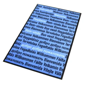 Tapis décoratif Welcome bleu