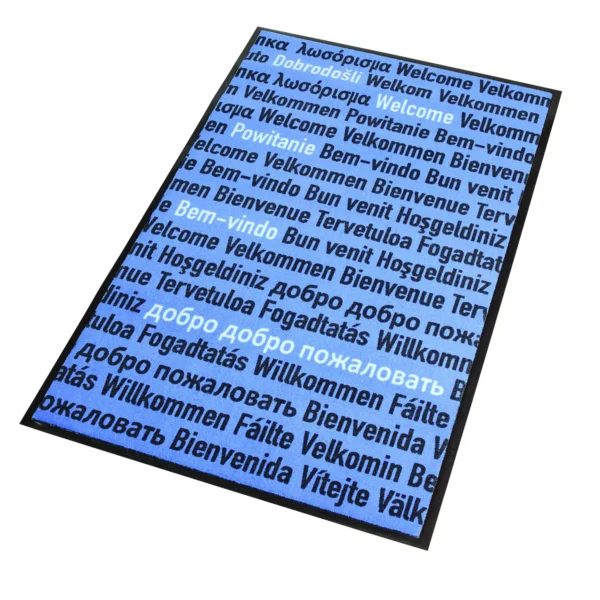 Tapis décoratif Welcome bleu