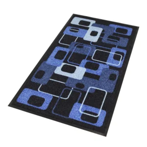Tapis décoratif Modern 70s bleu