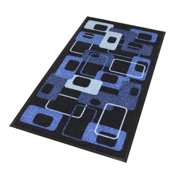 Tapis décoratif Modern 70s bleu